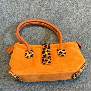 Vibrant Orange Leopard Accent Shoulder Bag